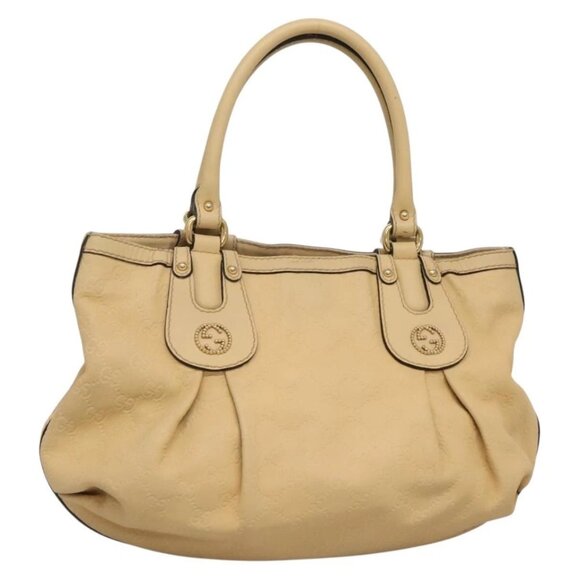 GUCCI GG Canvas Guccissima Tote Bag Leather Beige Gold - Picture 1 of 16